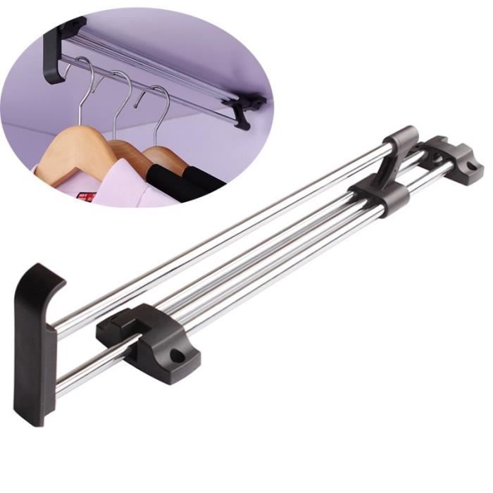 Cintre Rétractable Pour Vêtements - Tringle Télescopique Argentée, Longueur 250 Mm - Gain De Place Dans Placard - 11