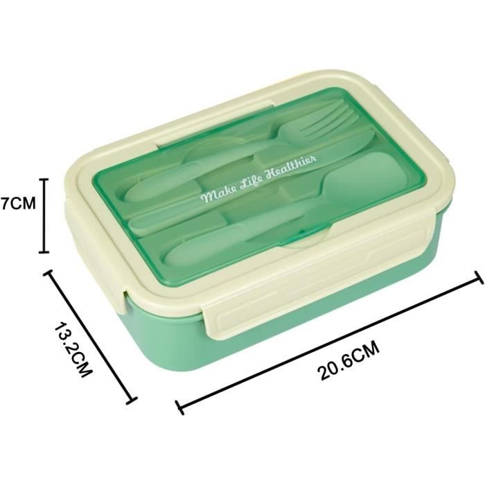 Lunch Box Noir Couverts Bento Box 2 Compartiments Hermétiques 1200 ML Micro-Ondes Lave-Vaisselle