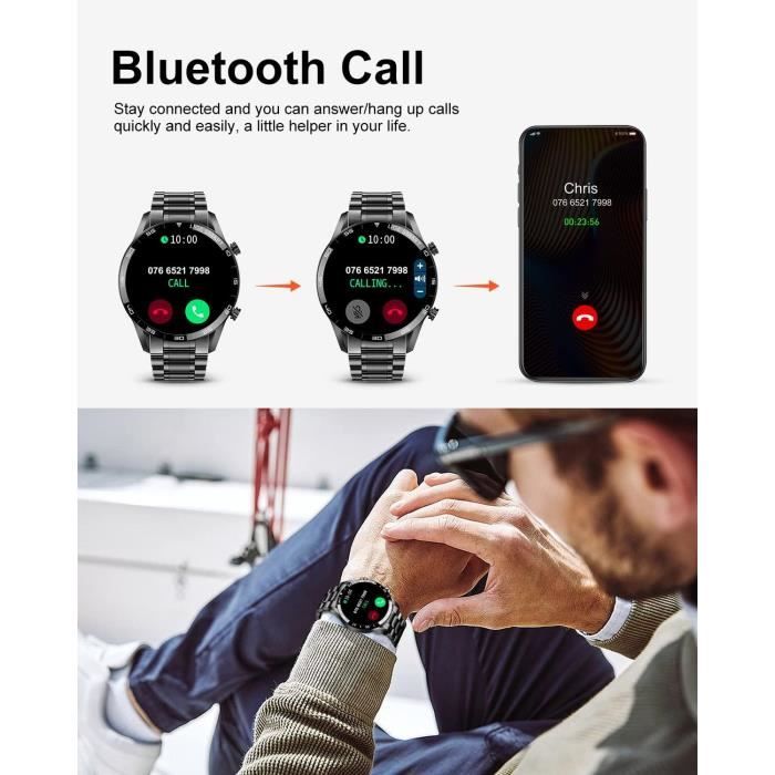 Homme Smartwatch Fashion Ip67 Etanche Noir Sport Fitness Tracker Acier Inoxydable Montre Connectee Homme Frequence Cardiaque Cdiscount Telephonie