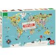 Puzzle 500 pièces - VILAC - Carte du monde - Voyage et cartes - Jaune - Enfant-2