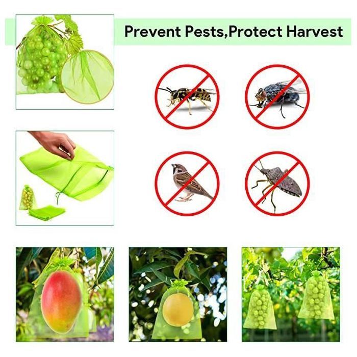 XVX Sac Protection Fruits 100 Pièces, Sachet Protection Raisin 20x 30cm Jardin Sac Organza Avec Cordon Contre Guepe Drosophile Scarabees Oiseaux Vertlo Ron 71059593