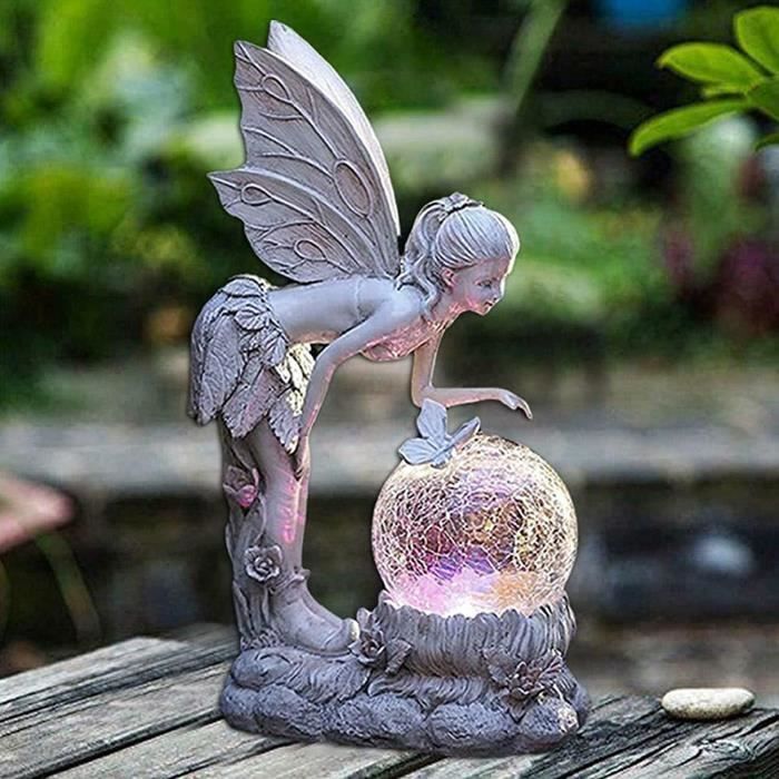 Statue de jardin d'ange, maison lampe solaire décor d'ange, décor de jardin  en résine pour cadeaux d'extérieur et commémoratifs1pcs