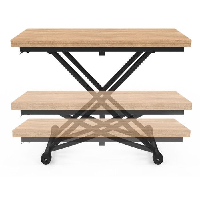Table basse extensible relevable en table à manger rectangulaire urbana