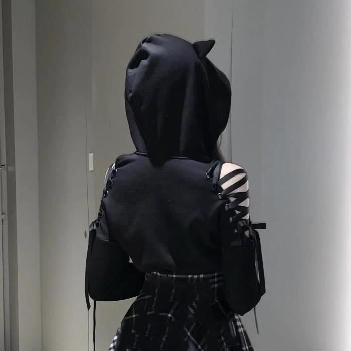 Sweat à Capuche Oreilles De Chat Pour Femme - Style K-Pop, Décontracté, Polyester, Plusieurs Tailles