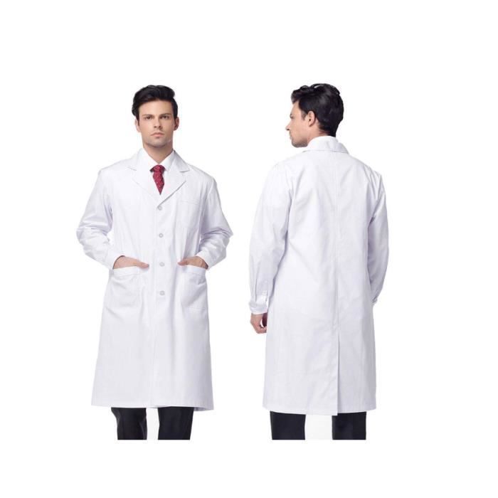 Blouse Blanche Blouse de Laboratoire Blouse de medecin Unisex Blouse de medecin pour Femme Hommes Laboratoire Scientifique Cosplay
