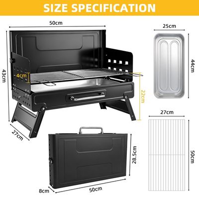 Tonneau Fumoir Barbecue 3 En 1 - 40 Cm, 2 étages, Puissance Du Vent Réglable