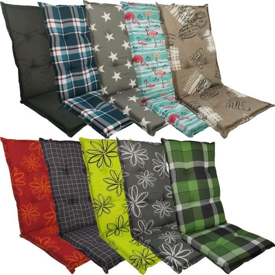 nxtbuy Coussin pour Chaises Extérieures Dossier Bas /'Barcelona/' 100x50x6 cm Remplissage De Mousse Dessin:Aqua//Bleu carré Fabriqué dans l/'UE ÖkoTex100 Numéro:Set x6
