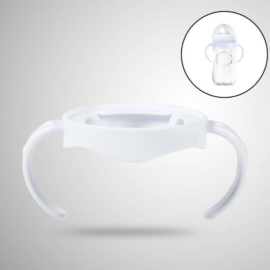 Poign/ée dAlimentation Antid/érapante Plastique Pour Biberon Standard White Lot de 2
