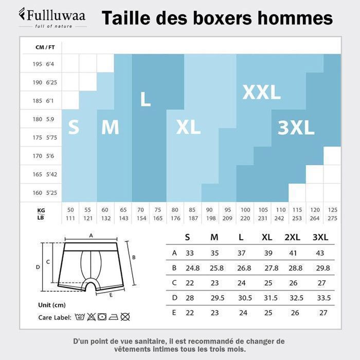 Pantalon Correspondance Taille Boxer Homme Taille Calecon Homme