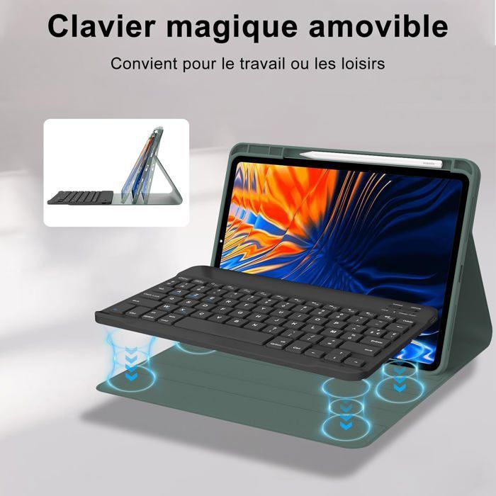 SD12147-Étui avec Clavier Français AZERTY Bluetooth pour iPad Air4 109 Or roseBlanc