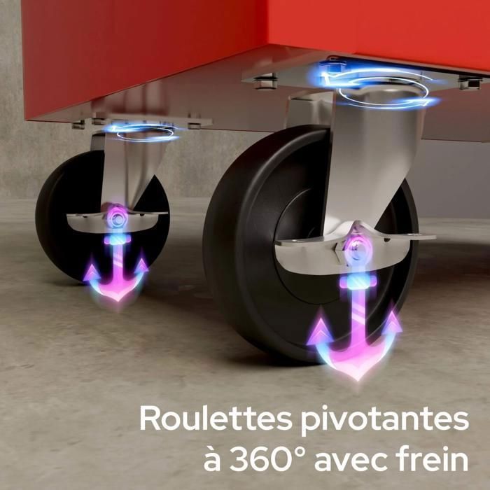 AREBOS Chariot d'atelier Chariot à outils Caisse outils Toolbox 9