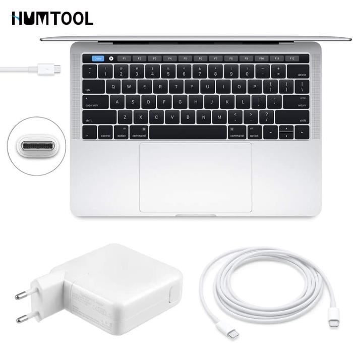 Chargeur usb c, humtool 61w usb c adaptateur pour mac book pro, chargeur  61w type c avec câble usb c compatible avec mac book air / pro / retina