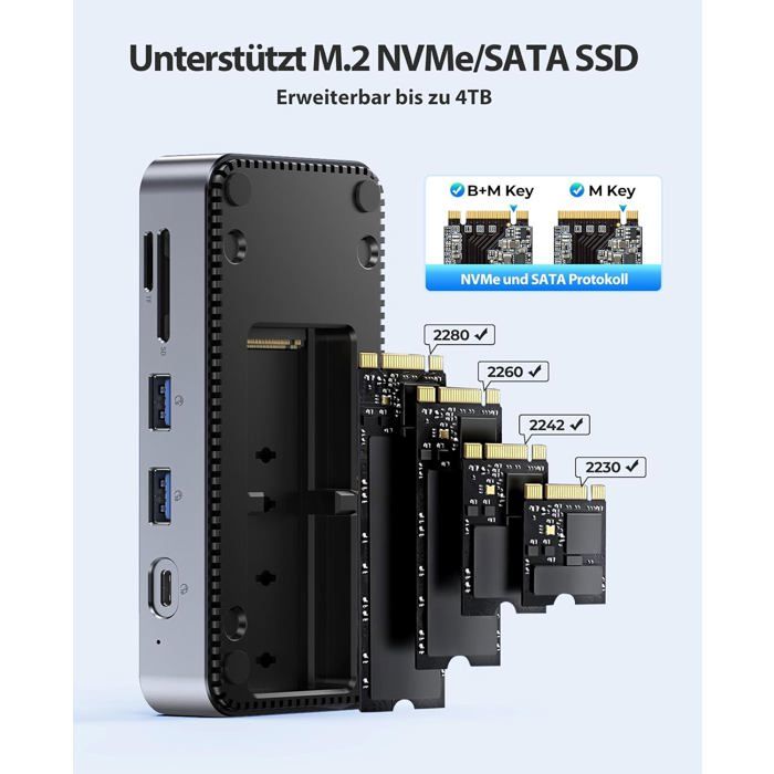 Station D’accueil USB-C 15-en-1 JANZU – Triple écran 4K, RJ45, USB 3.0, PD 3.0