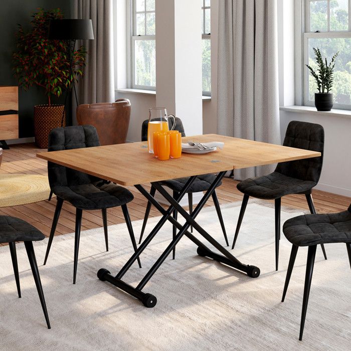 Table extensible 140/200 cm en céramique gris clair béton - MATRIX 2