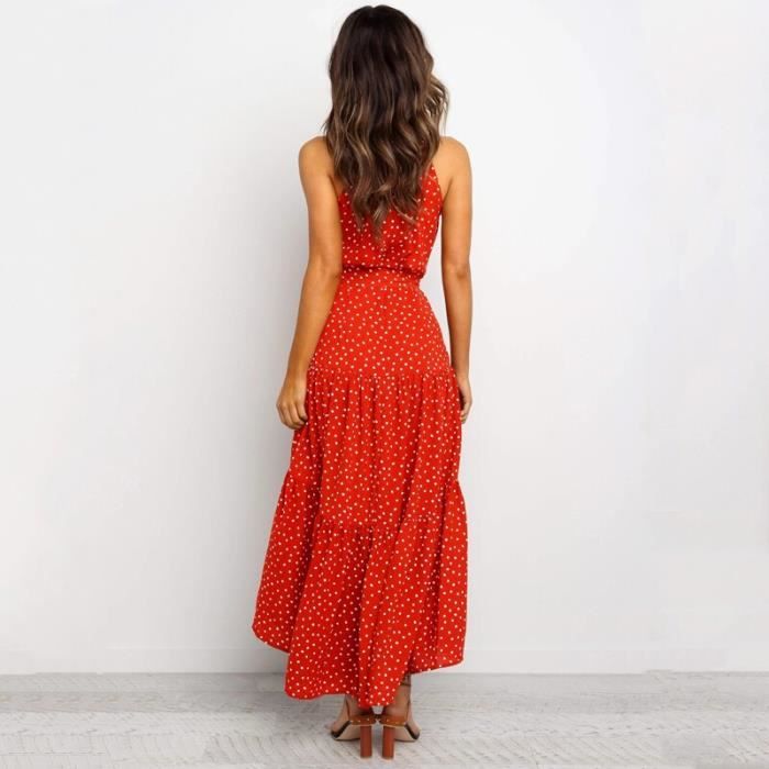 Robe Femmes robe longue noir ete decontracte fleur florale a volants Midi robes d ete vetements jaune avec ceinture 2020 Type Red