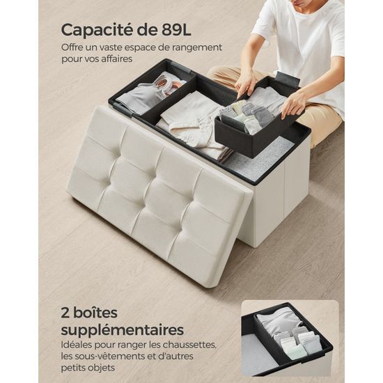 Banquette-lit Avec Rangement Hydraulique 175x38 Cm - Velours Beige, Pieds Bois - Pour Chambre