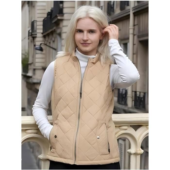 Gilet Matelassé Sans Manches Pour Femme Zeagoo - Court, Col Montant, Léger, Fermeture éclair, Tailles S-XXL - Automne/Hiver