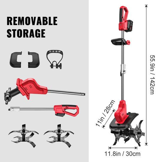 Motobineuse Sans Fil 18V Compatible Makita - Moteur Sans Balais, Largeur 20 Cm, Profondeur 15 Cm - Pour Jardins, Potagers Et Petites Surfaces