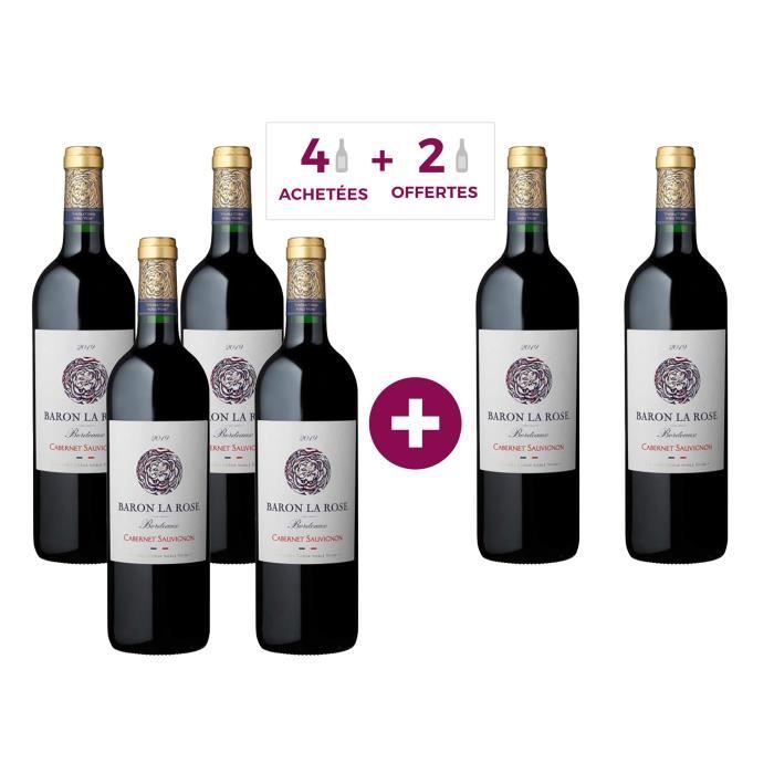 Baron La Rose 2019 Bordeaux - Vin rouge de Bordeaux - 4 achetées + 2 offertes