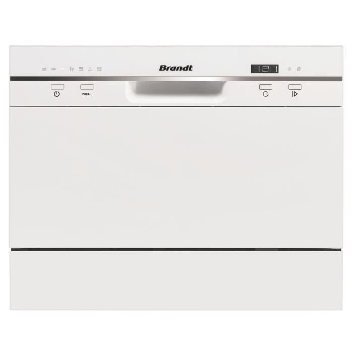 Lave-vaisselle compact pose libre BRANDT DFC6519W - 6 couverts - L55cm - 49 dB - Blanc