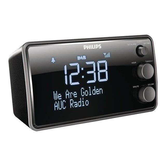 Philips Ajb3552/12 Radio Réveil Grand écran Avec Tuner Numérique Dab+/fm - Noir