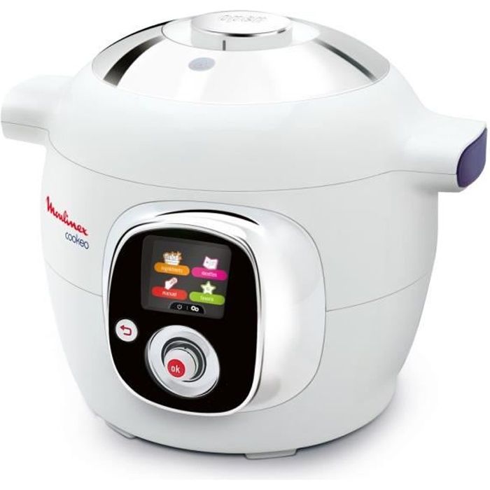 MOULINEX CE705100 Multicuiseur Cookeo avec 50 recettes préprogrammées et couvercle de conservation - Blanc