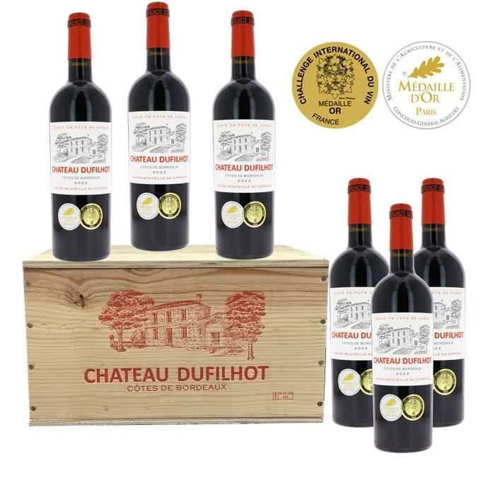 Château Dufilhot 2021 Côtes de Bordeaux - Vin rouge de Bordeaux en Caisse bois