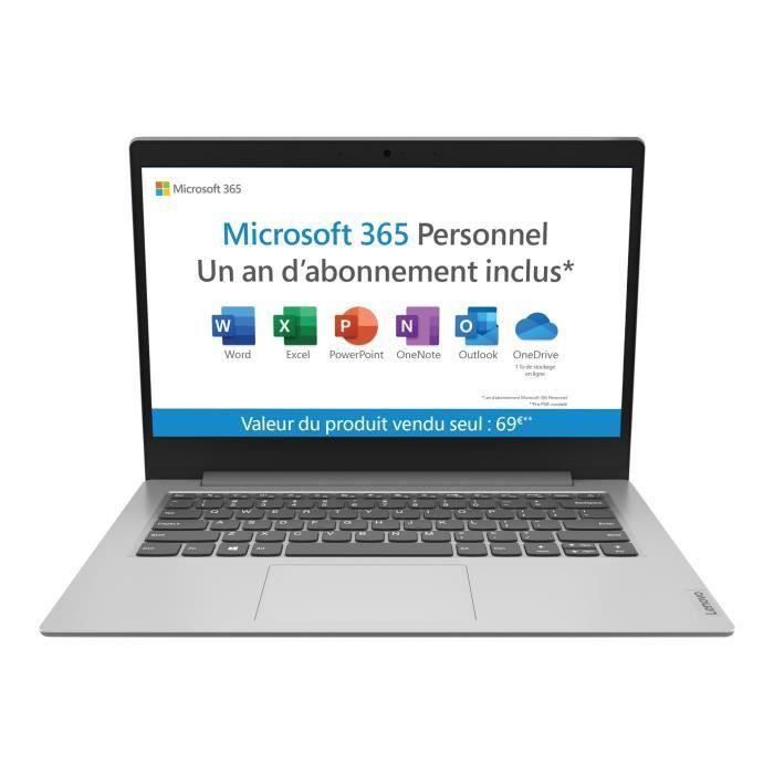 PC Portable Ultrabook - LENOVO Ideapad IP 1 14ADA05 - 14''HD - AMD 3020E - RAM 4Go - Stockage 64Go - Windows 10S - AZERTY