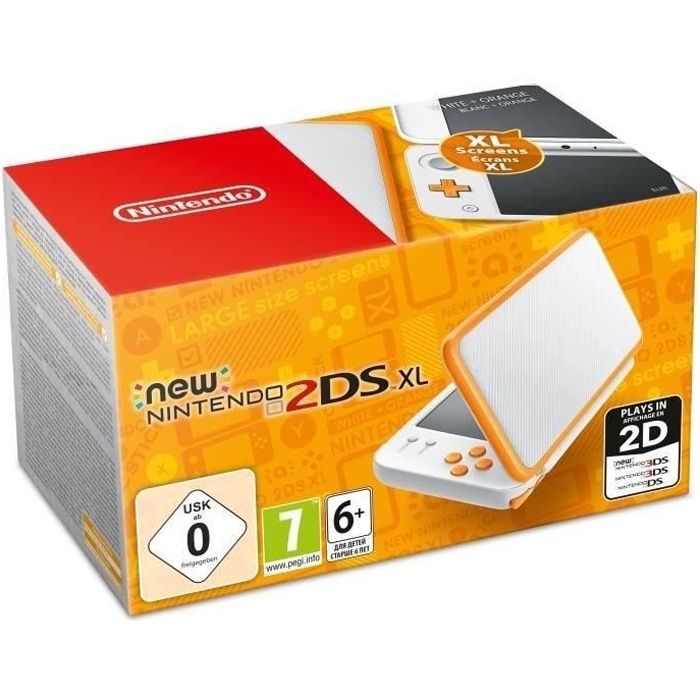 Console Nintendo 2ds Xl 4go - Blanc Et Orange - Reconditionné - Etat Correct