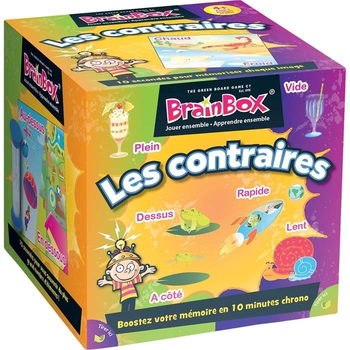 The Green Board Game Co. | Brainbox : Les Contraires | Jeu de société | À partir de 4 ans | 2 joueurs et plus | 10 minutes