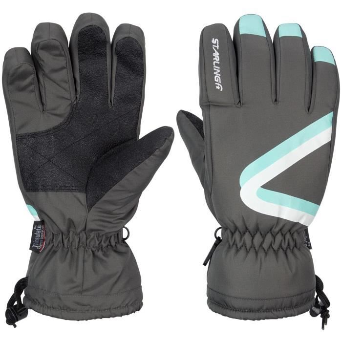 STARLING Gants de Ski Enfant Mixte - Gris et Vert