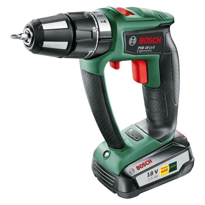 Bosch Perceuse-visseuse à Percussion Sans Fil Psb Ergo 18 Li-1 Avec 1 Batterie