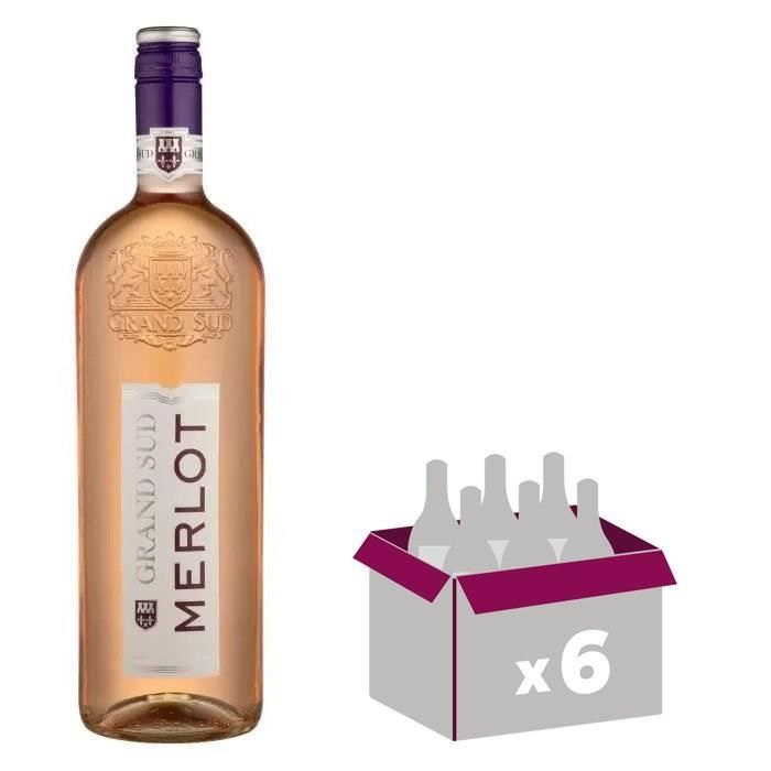 Grand Sud Merlot IGP Pays d'Oc - Vin rosé du Languedoc-Roussillon - 1L x6