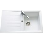 EWI Evier cuisine à encastrer 1 bac + 1 égouttoir Emeraude - Résine - 86 x 50 cm - Blanc