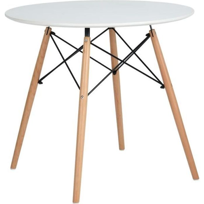 Maddie Table A Manger Ronde De 2 A 4 Personnes Scandinave Blanc