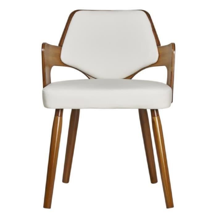 Kiruna Chaise De Salle A Manger Simili Blanc Vintage L 50 X