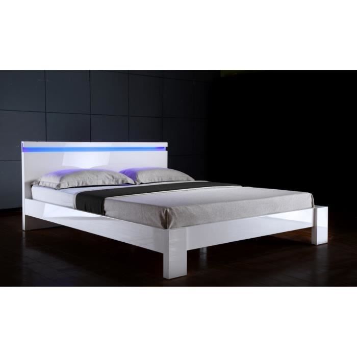 Lit Blanc Laqué Led