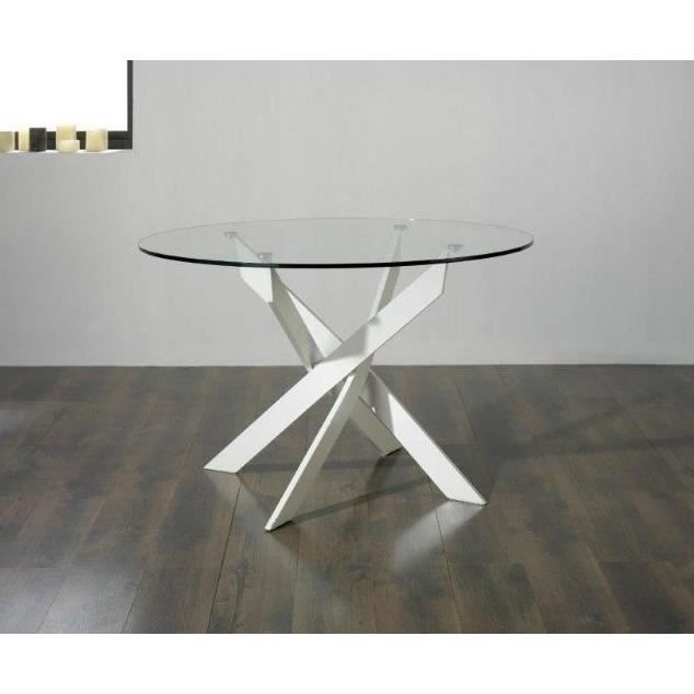Ruth Table A Manger Ronde 6 Personnes 120x120 Cm Blanc Achat