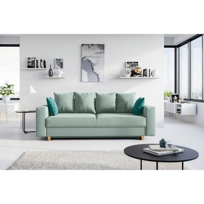 canape droit convertible tissu bleu l 210 x p 98 x h 85 cm kristi1 cdiscount maison