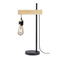 DETROIT Lampe industrielle en bois - 24 x 18 x H60 cm - Noir - Ampoule décorative E27 40W fournie-0