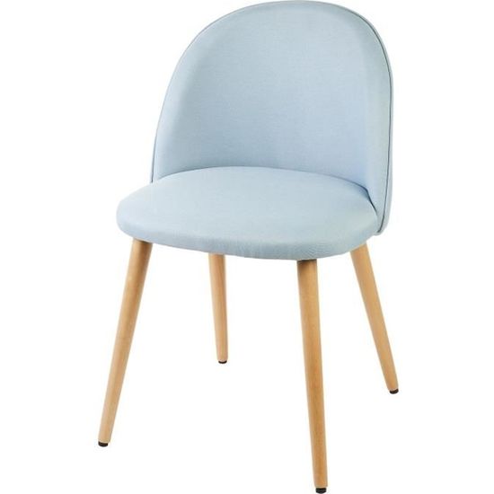 MACARON chaise de salle à manger - Tissu bleu pastel - Scandinave - L 50 x P 50 cm