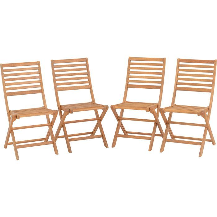 Lot de 4 chaises de jardin pliantes - EDEN - Bois Eucalyptus FSC - 575 x 465 x H90 cm