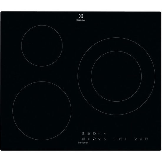 Plaque de cuisson induction - ELECTROLUX - 3 zones - L 59 x P 52 cm - CIT60331CK - 7350 W - Revêtement verre - Noir