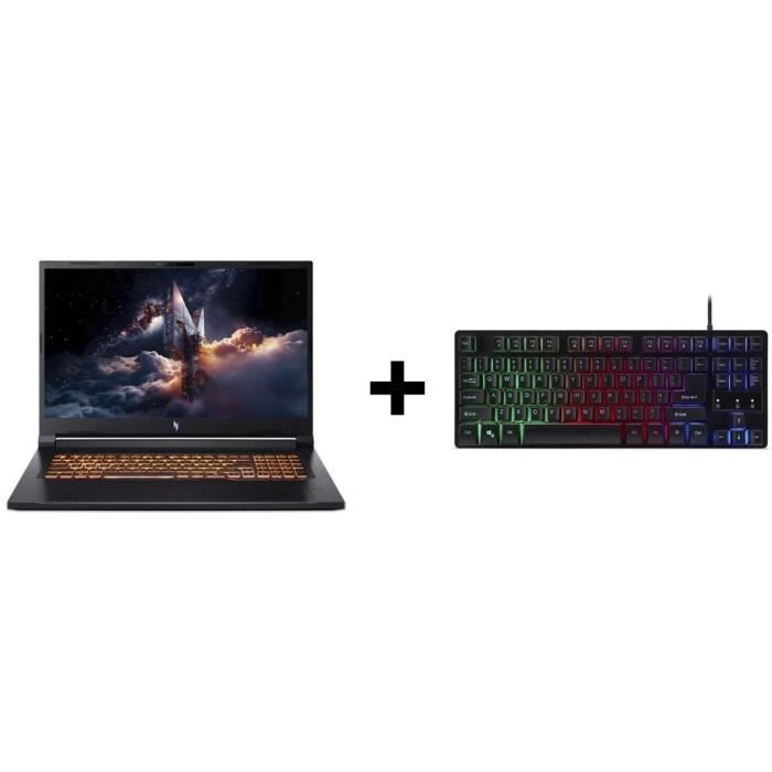 PC Portable Gamer ACER Nitro V 17 AI ANV17-61-R0QC-Sans Windows-173 FHD IPS 144Hz-RTX 4050-Ryzen AI 5 340-16Go-512Go+Clavier Gamer