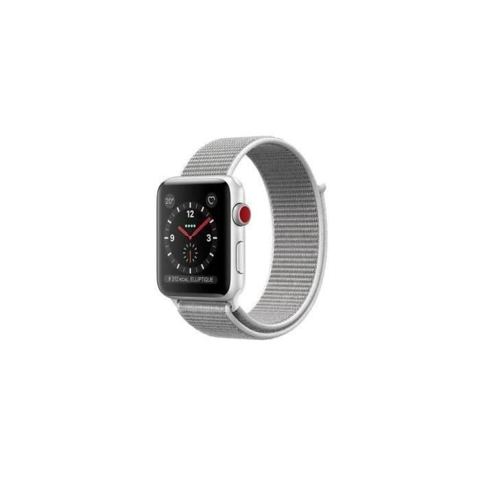 Apple Watch Series 3 GPS + Cellular - Boîtier 38 mm Argent Aluminium - Bracelet Loop Gris (2017) - Reconditionné - Excellent état - Apple