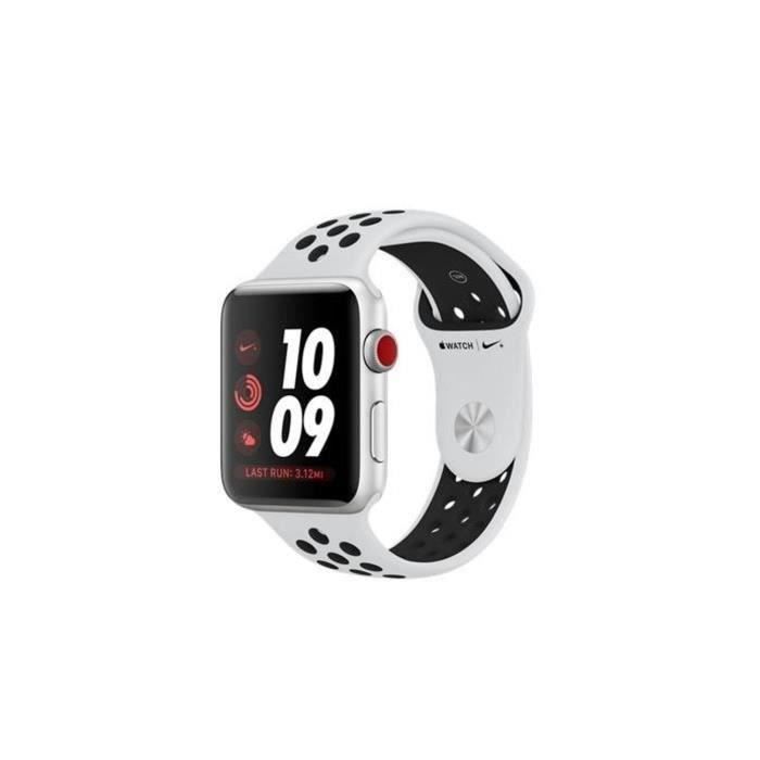 Apple Watch Nike+ GPS + Cellular - Boîtier 42 mm Argent Aluminium - Bracelet Nike Noir (2017) - Reconditionné - Excellent état - Apple