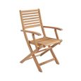 Lot de 4 fauteuils de jardin pliants en Acacia FSC - Bois massif - Marron - Style exotique-0