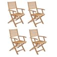 Lot de 4 fauteuils de jardin pliants en Acacia FSC - Bois massif - Marron - Style exotique-4