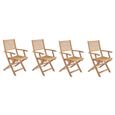 Lot de 4 fauteuils de jardin pliants en Acacia FSC - Bois massif - Marron - Style exotique-5