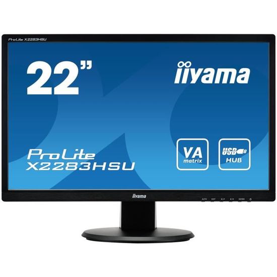 Ecran PC - IIYAMA ProLite X2283HSU-B1DP - 22" FHD - Dalle VA - 18ms - VGA/DVI-D/DisplayPort